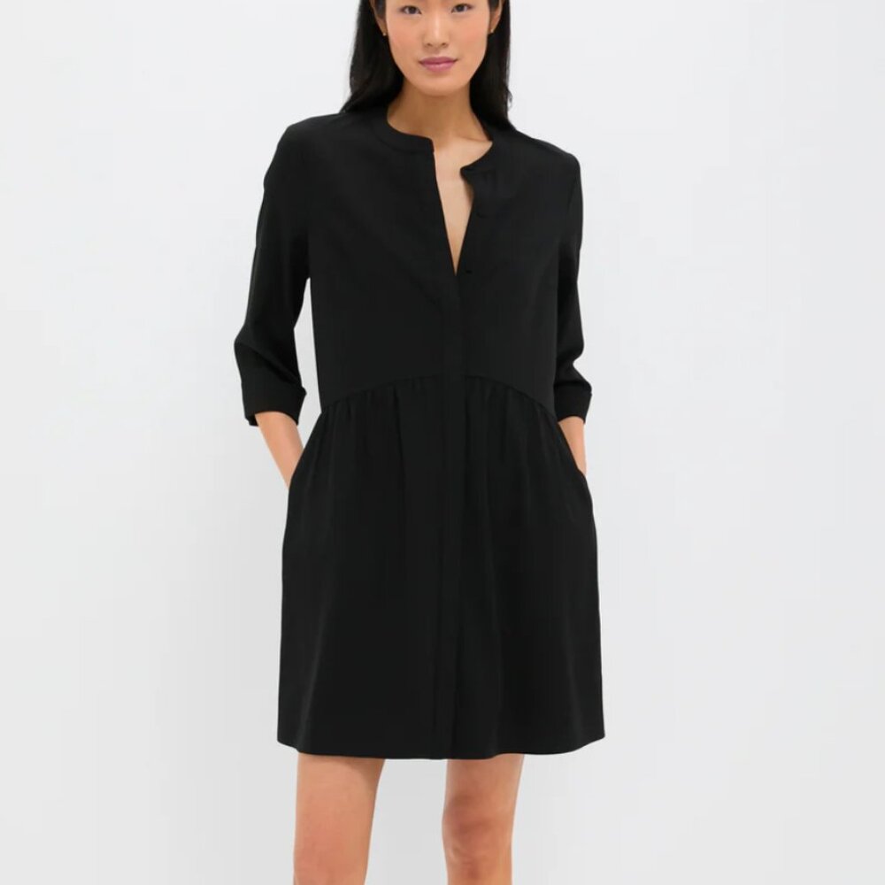 Tuckernuck Royal Black Crepe Shirt Dress (Tags, Never Worn)